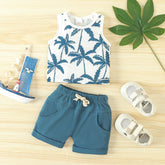 Spring Leisure Printed Vest Shorts Set