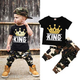 Camouflage mid-pants children's two-piece suit
