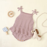 Baby Onesies Girls' Knitted Sling Ruffled Fart Romper
