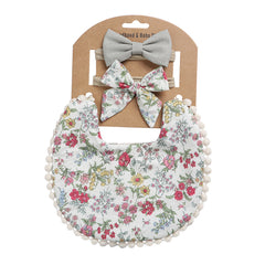 European And American Cotton Cute Floral Baby Anti-Spitting Milk Saliva Towel Newborn Printing Bib Headband Set