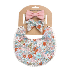 European And American Cotton Cute Floral Baby Anti-Spitting Milk Saliva Towel Newborn Printing Bib Headband Set