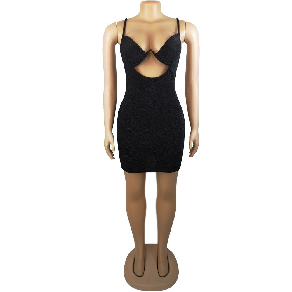Women's Solid Color Casual Hollow-out Camisole Hip Skirt