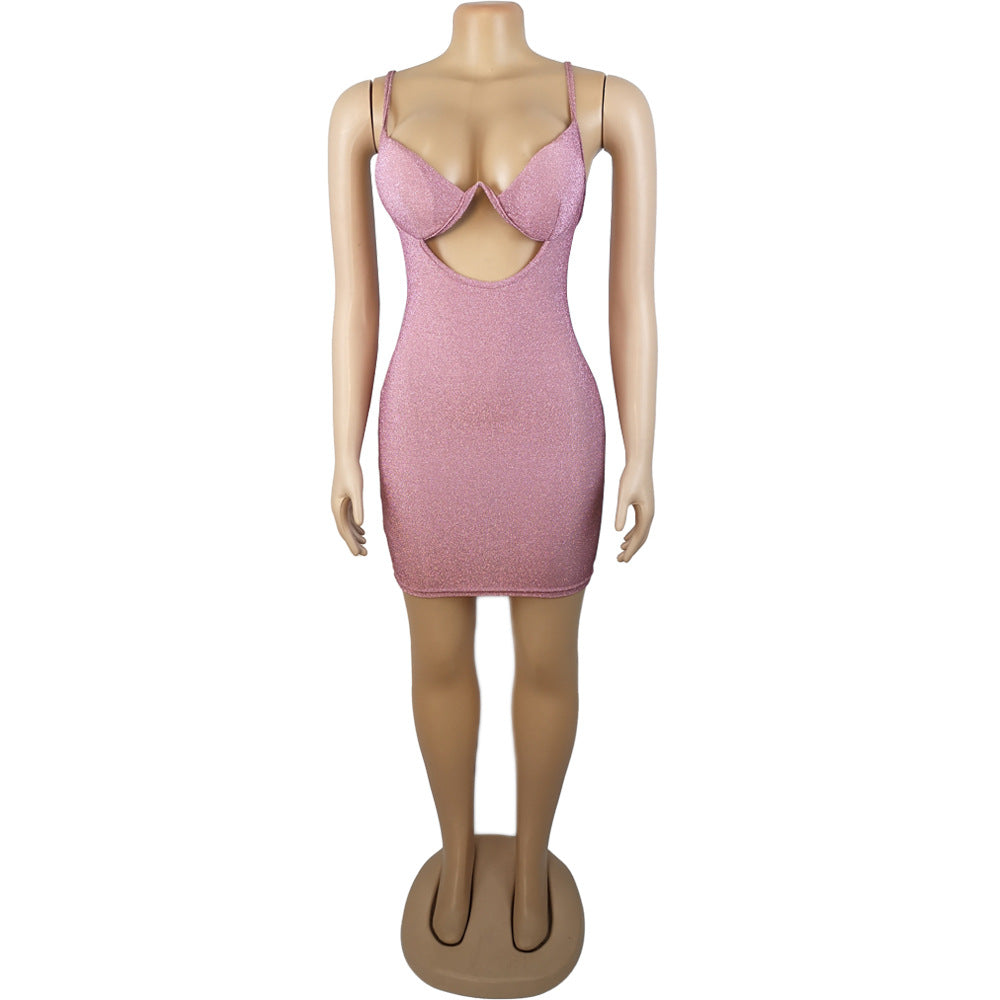 Women's Solid Color Casual Hollow-out Camisole Hip Skirt