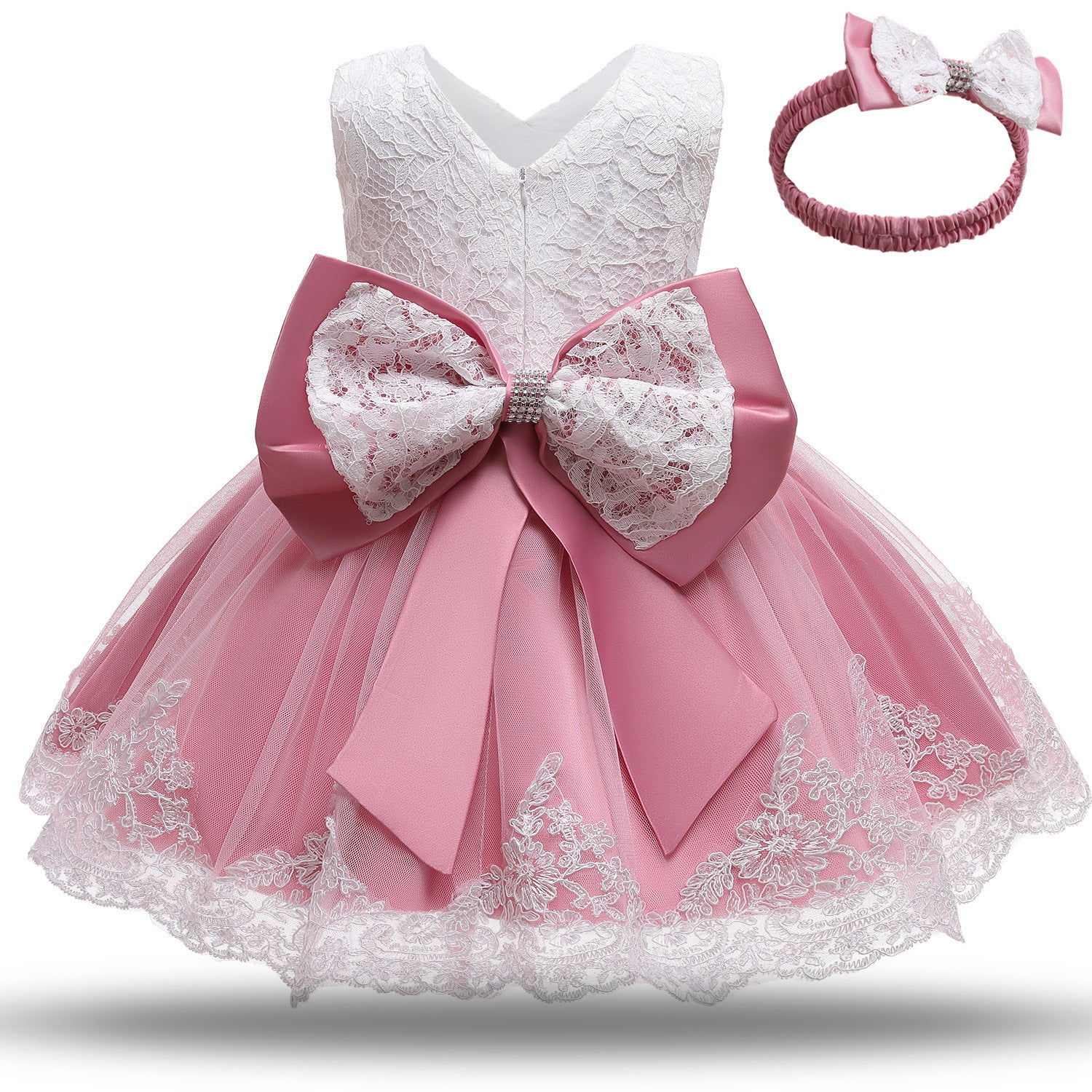 Baby Princess One Year Old Bow Lace Dress