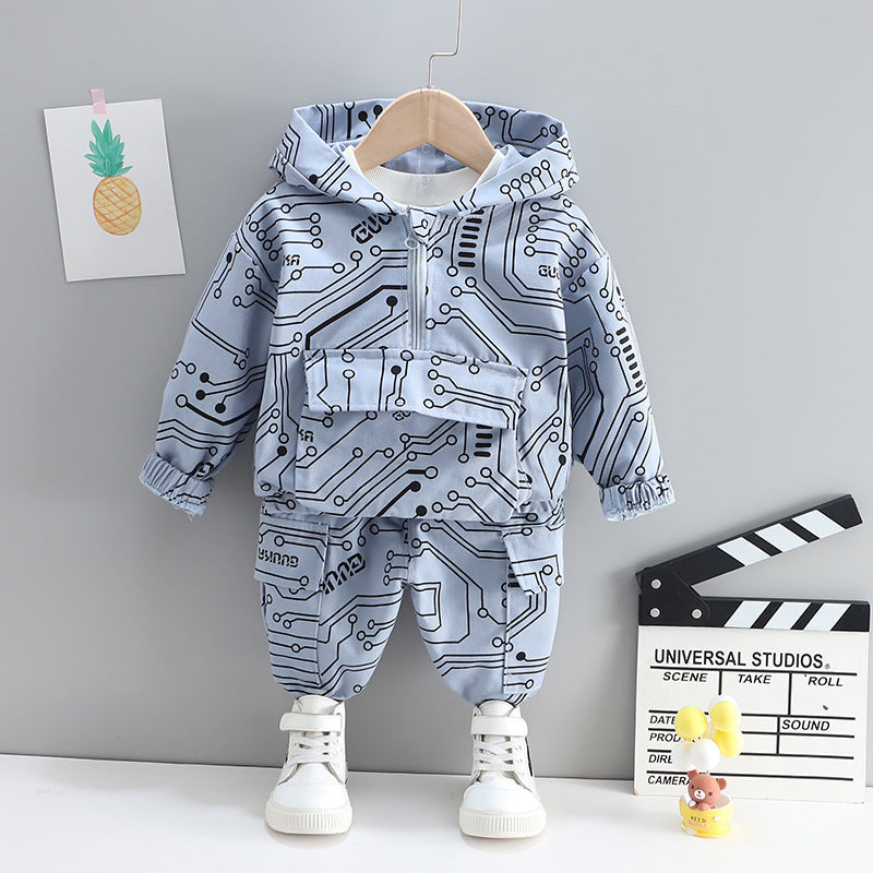 Boys Casual Long-sleeved Suit Baby Hooded Sweater