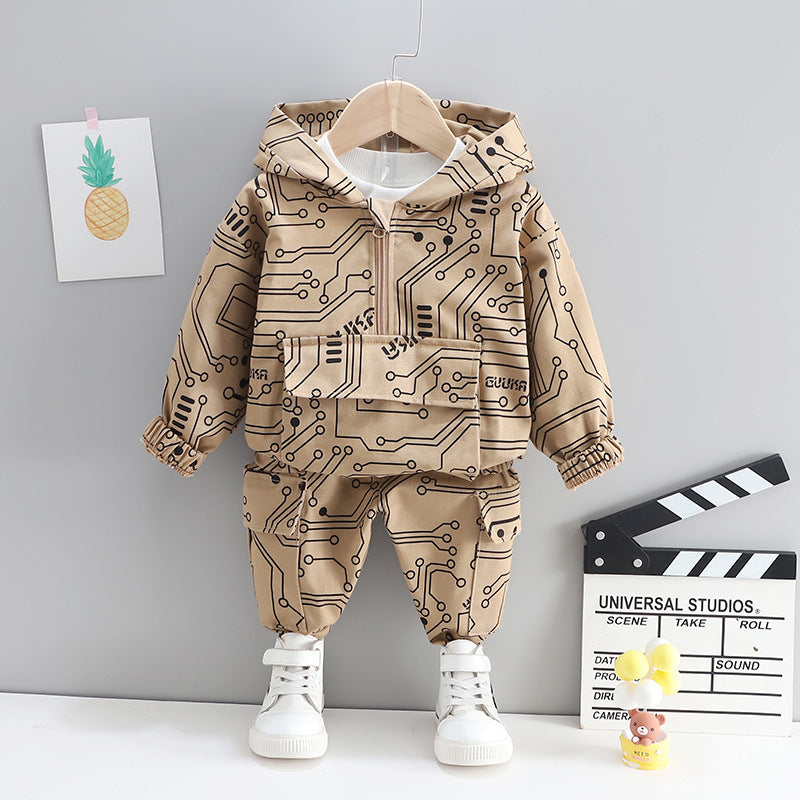 Boys Casual Long-sleeved Suit Baby Hooded Sweater