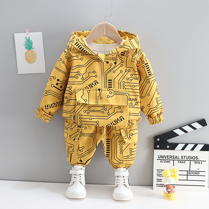 Boys Casual Long-sleeved Suit Baby Hooded Sweater