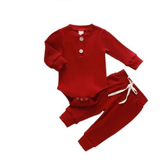 Infant Newborn Baby Boys Spring Autumn Ribbed Solid