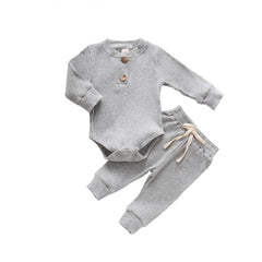 Infant Newborn Baby Boys Spring Autumn Ribbed Solid