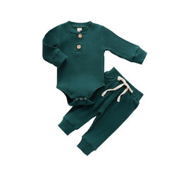 Infant Newborn Baby Boys Spring Autumn Ribbed Solid