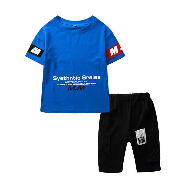 Summer New Boys' Fashion Trend, Big Children's Casual Korean Two-piece Suit