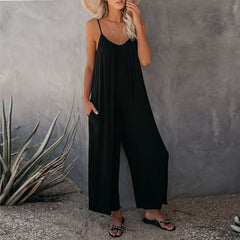 Women's Solid Color Suspender Jumpsuit Solid Color
