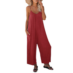 Women's Solid Color Suspender Jumpsuit Solid Color