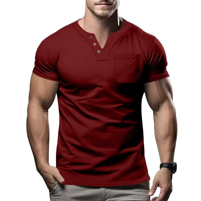 Casual T-shirt V-neck Fashion Slim Men's Short Sleeve