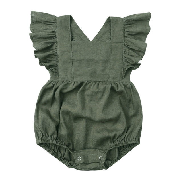 Baby Cotton And Linen Summer Strap One Piece Suit