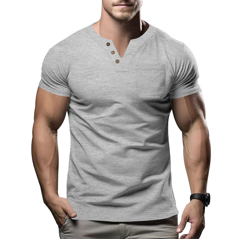 Casual T-shirt V-neck Fashion Slim Men's Short Sleeve