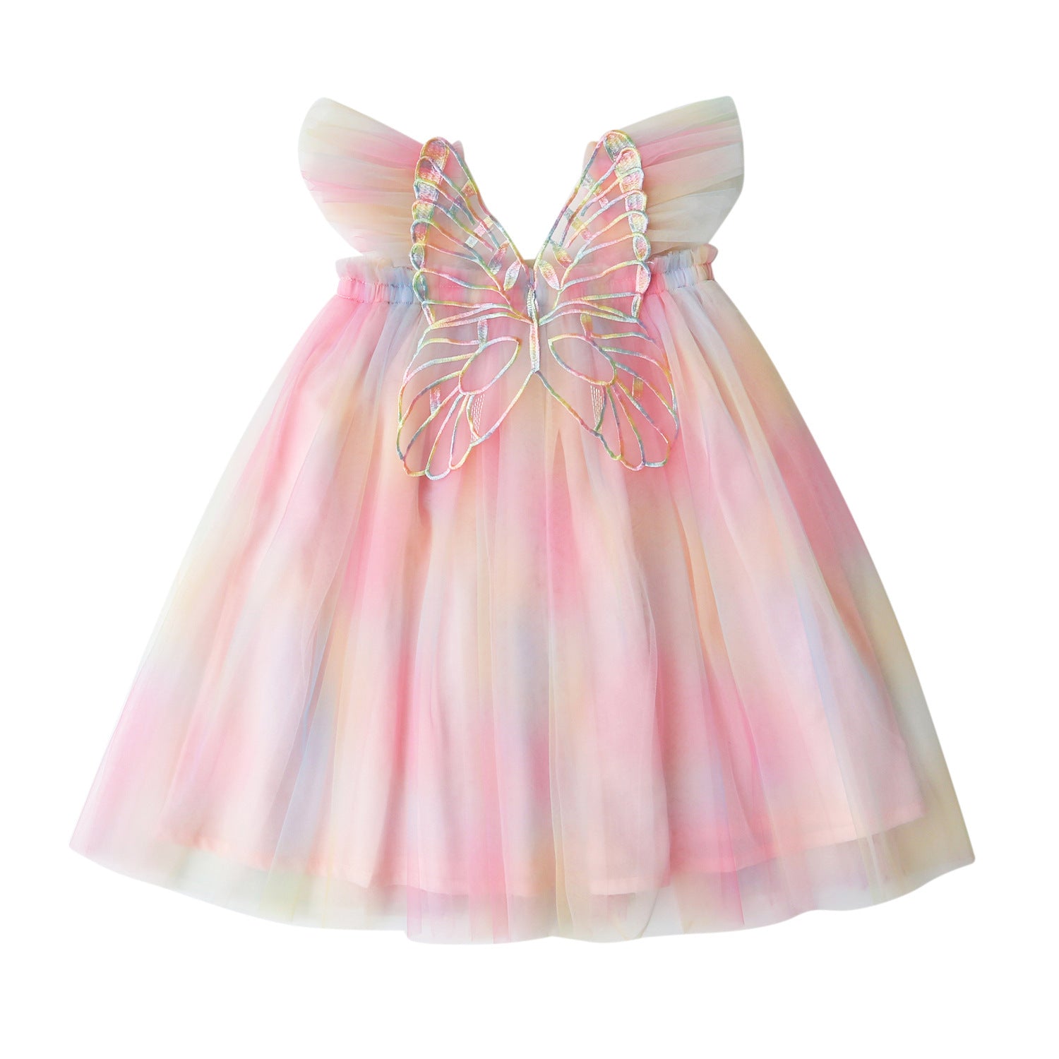 Rainbow Wings Mesh Girl Dress