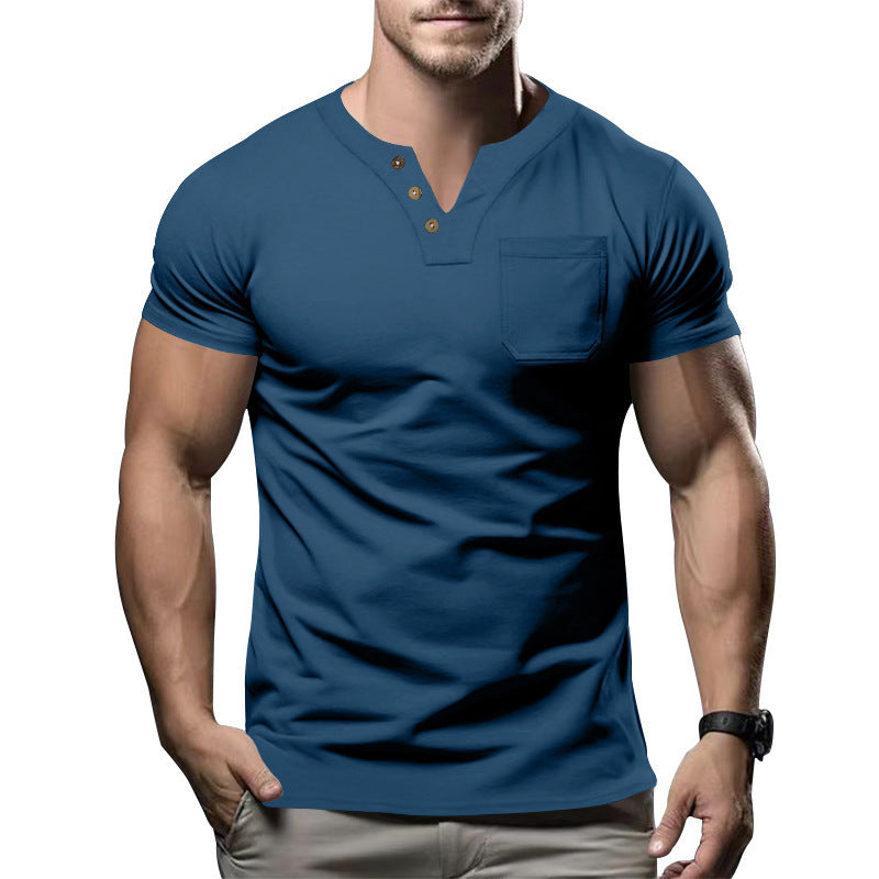 Casual T-shirt V-neck Fashion Slim Men's Short Sleeve
