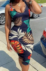 Women's Printed Slim Fit Sleeveless Dress