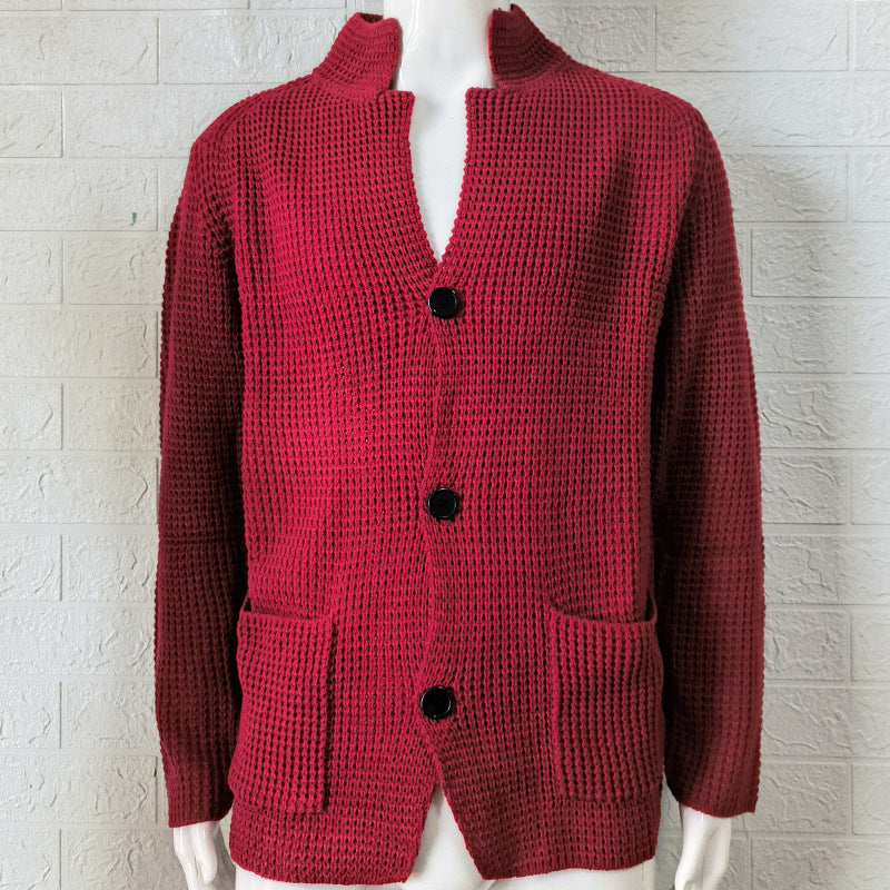 Men's Slim Stand Collar Knitted Fall Winter Coat