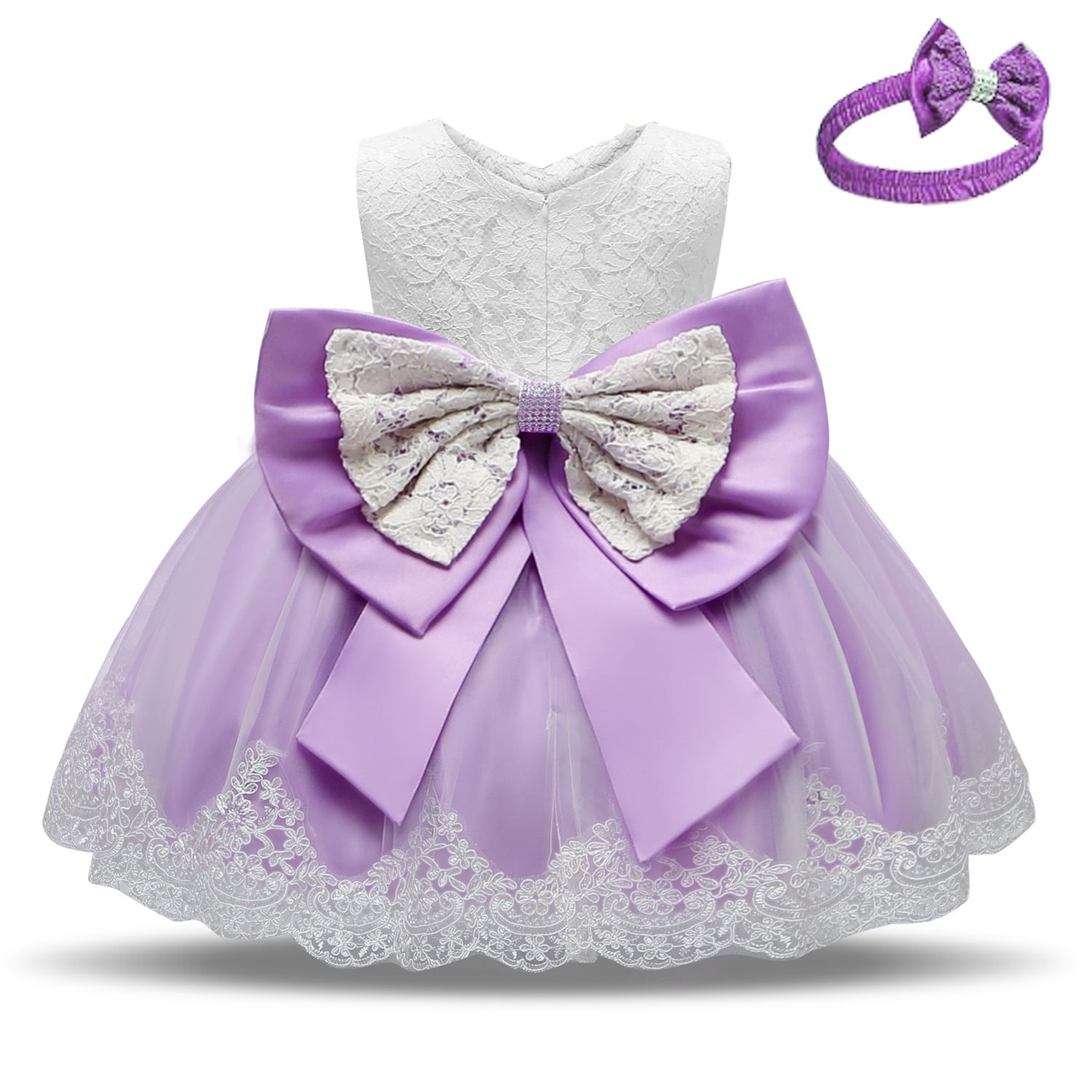 Baby Princess One Year Old Bow Lace Dress