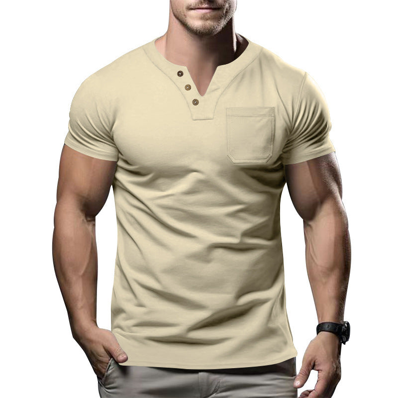 Casual T-shirt V-neck Fashion Slim Men's Short Sleeve