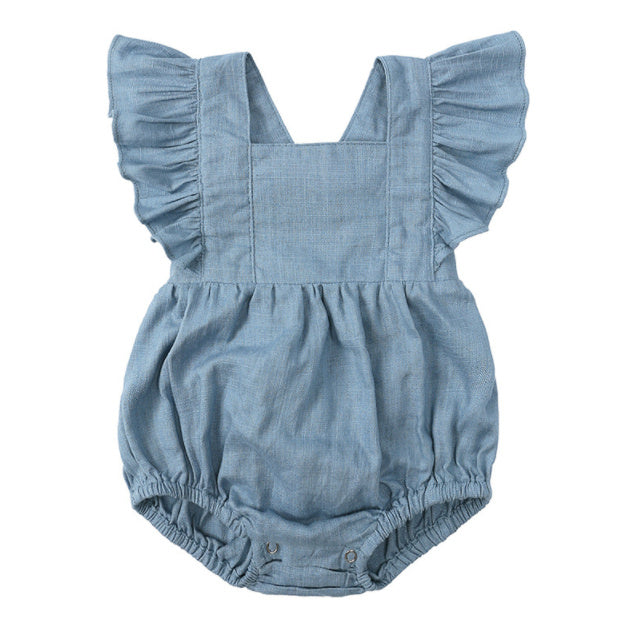 Baby Cotton And Linen Summer Strap One Piece Suit