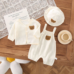 Baby Summer Wear Gauze Suspender Pants Thin Hooded