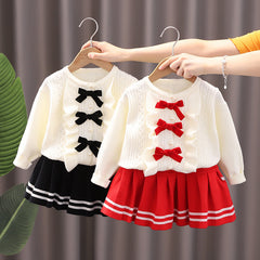New Knitted Two-piece Baby Girl Korean Style Top Skirt Suit Skirt
