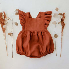 Baby Cotton And Linen Summer Strap One Piece Suit
