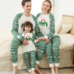 Printed Round Neck Color Matching Parent-child Christmas Family Set