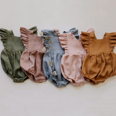 Baby Cotton And Linen Summer Strap One Piece Suit