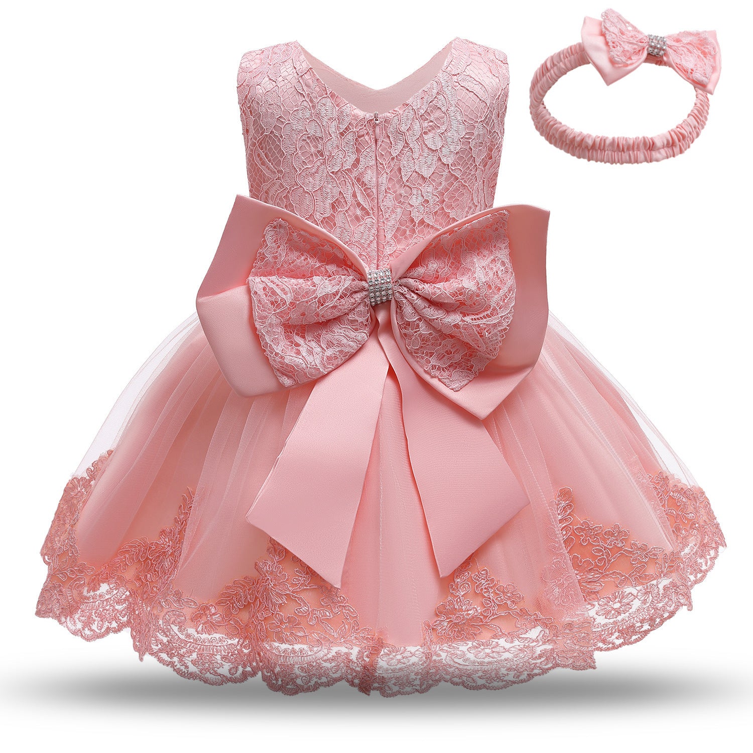 Baby Princess One Year Old Bow Lace Dress