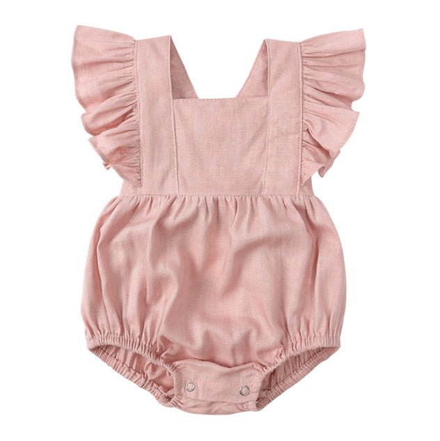 Baby Cotton And Linen Summer Strap One Piece Suit