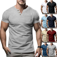 Casual T-shirt V-neck Fashion Slim Men's Short Sleeve