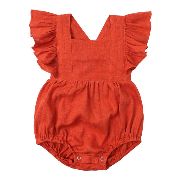 Baby Cotton And Linen Summer Strap One Piece Suit